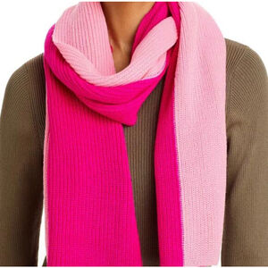 AQUA Bloomingdale’s Color Block Knit Winter Wrap Scarf Hot Pink & Light Pink